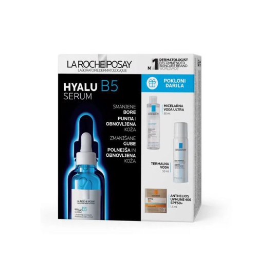 La Roche Posay Hyalu B5 serum 30 ml + ultra micelarna voda 50 ml + termalna voda 50 ml + Anthelios UVmune 400 SPF 50 1,5 ml