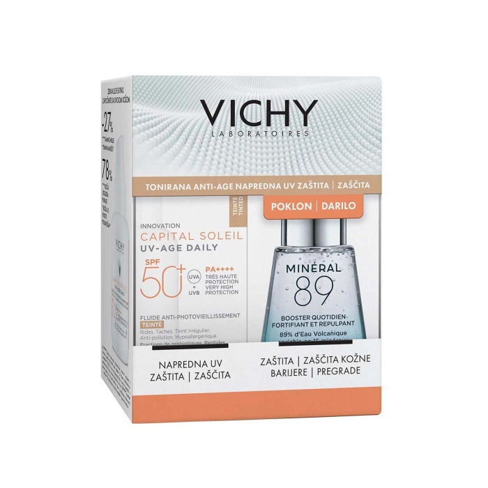 Vichy set Capital Soleil UV-age daily tonirani fluid SPF 50+ 40 ml + Mineral 89 booster 30 ml PROMO