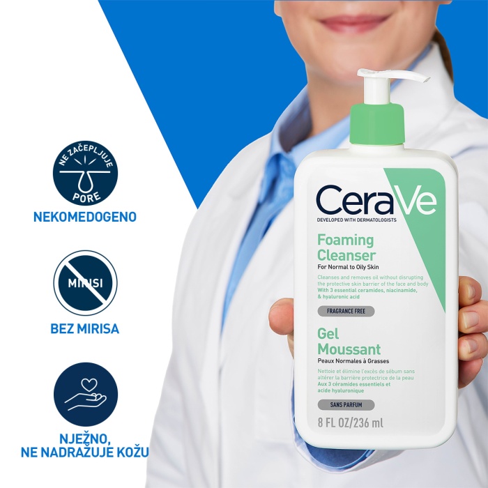 CeraVe Pjenušavi gel za čišćenje za normalnu do masnu kožu 236 ml