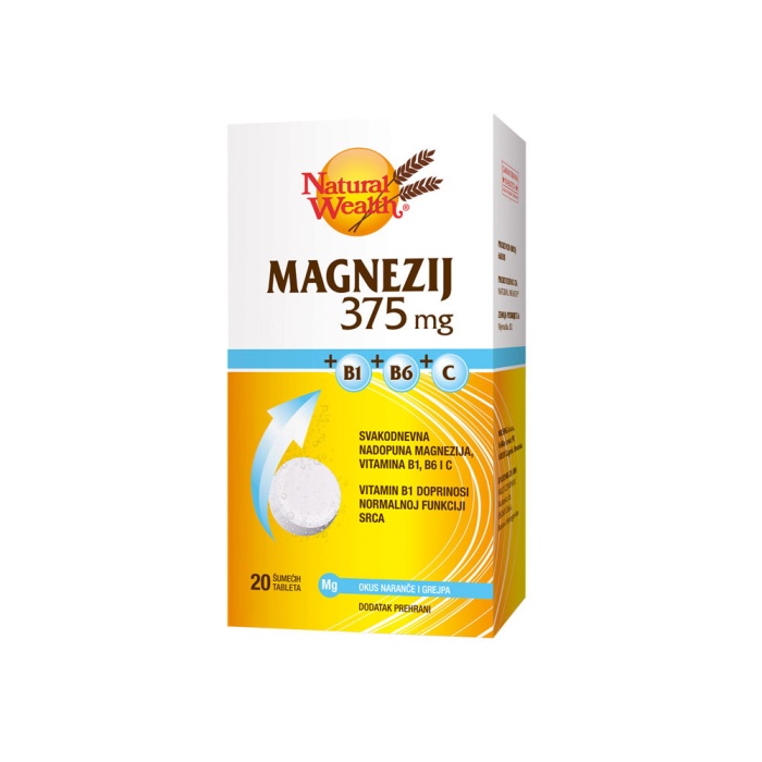 Natural Wealth magnezij 375 mg + B1 + B6 + C 20 šumećih tableta