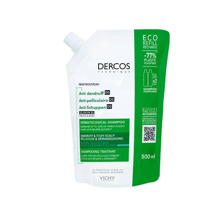 Vichy Dercos AD Šampon protiv peruti za normalnu ili masnu kosu Eco Refill 500 ml