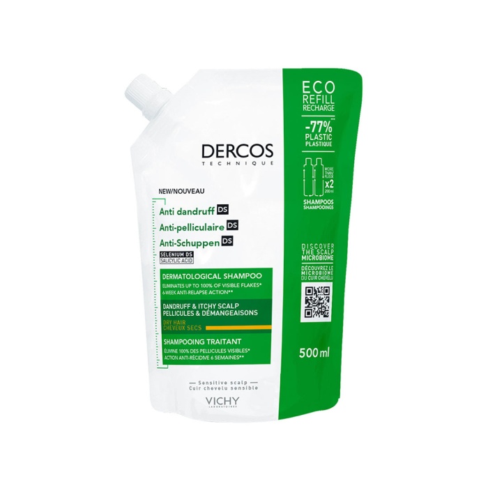 VICHY Dercos AD Šampon protiv peruti za suhu kosu ECO REFILL 500 ml