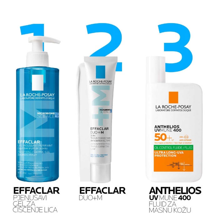 La Roche Posay Effaclar Pjenušavi gel za čišćenje masne, osjetljive kože sklone aknama 400 ml + REFILL PAKOVANJE 400 ml