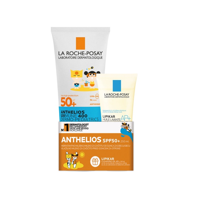 La Roche Posay Anthelios SPF50+ Hidratantno mlijeko za zaštitu od sunca za djecu 250 ml + Cleansing Oil AP+ 100ml