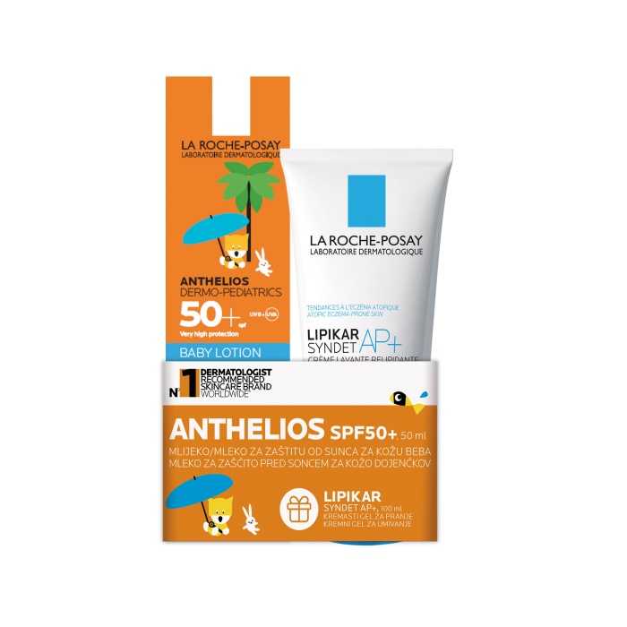 La Roche Posay Anthelios SPF50+ mlijeko za zaštitu od sunca za kožu beba 50 ml + Lipikar Syndet AP+ 100 ml