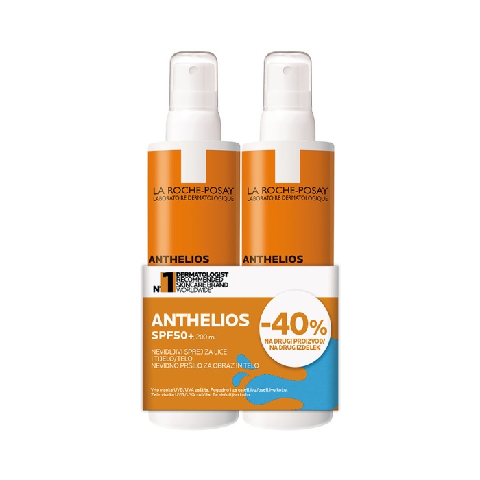 La Roche Posay Anthelios SPF50+ nevidljivi sprej za lice i tijelo 200 ml x2