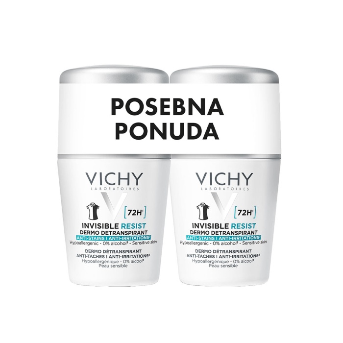 Vichy Déodorant PROMO PAKET Invisible Resist 72h Dermo Detranspirant protiv mrlja i protiv nadraženosti