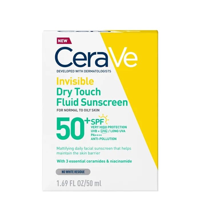 CeraVe Nevidljivi Dry Touch fluid za zaštitu od sunca SPF50+ vrlo visoka zaštita 50 ml