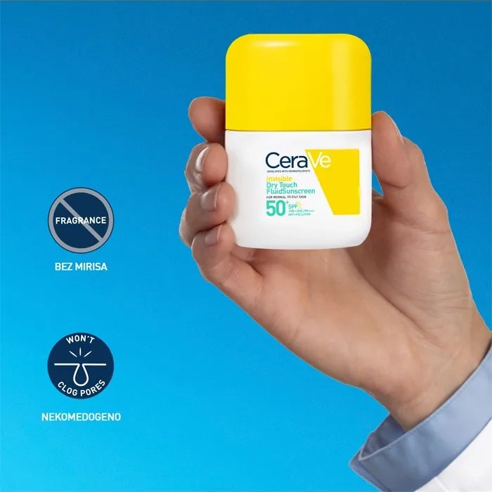 CeraVe Nevidljivi Dry Touch fluid za zaštitu od sunca SPF50+ vrlo visoka zaštita 50 ml