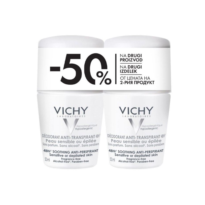 Vichy Deo roll on 48 h za osjetljivu i depiliranu kožu 2x50 ml