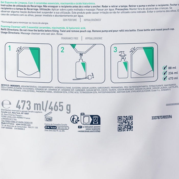 CeraVe Pjenušavi gel za čišćenje za normalnu do masnu kožu Refill 473ml