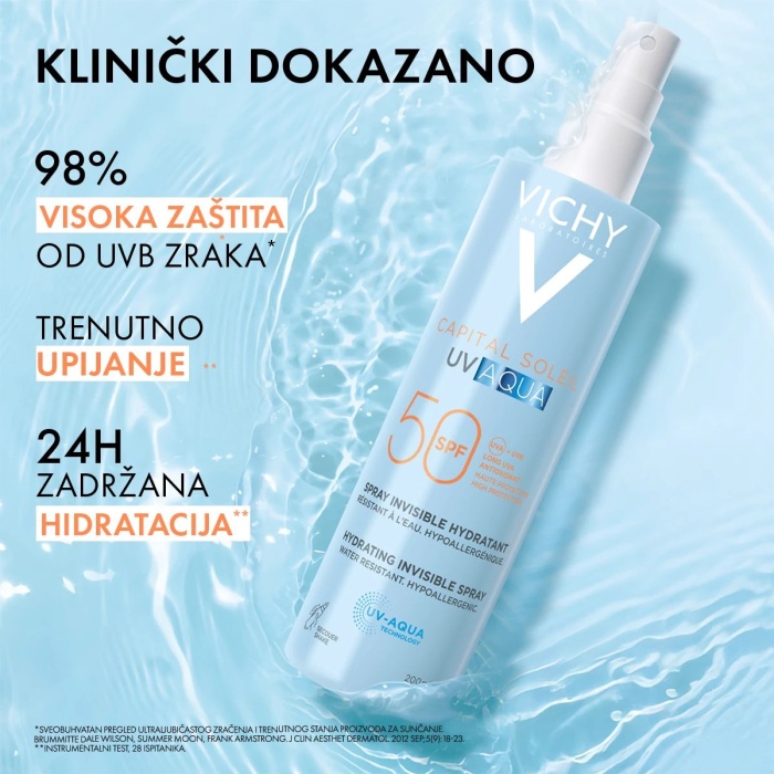 Vichy UV Aqua Hidratantni sprej za lice i tijelo SPF50 visoka zaštita 200 ml