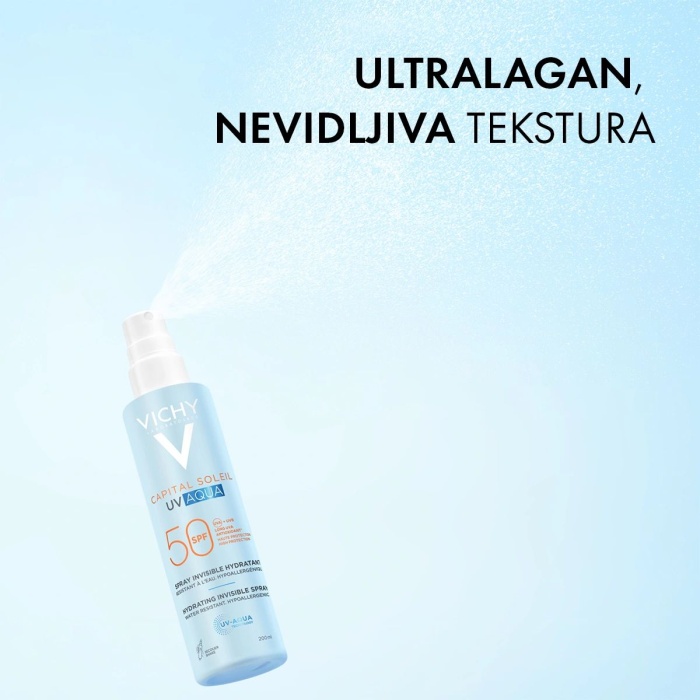 Vichy UV Aqua Hidratantni sprej za lice i tijelo SPF50 visoka zaštita 200 ml