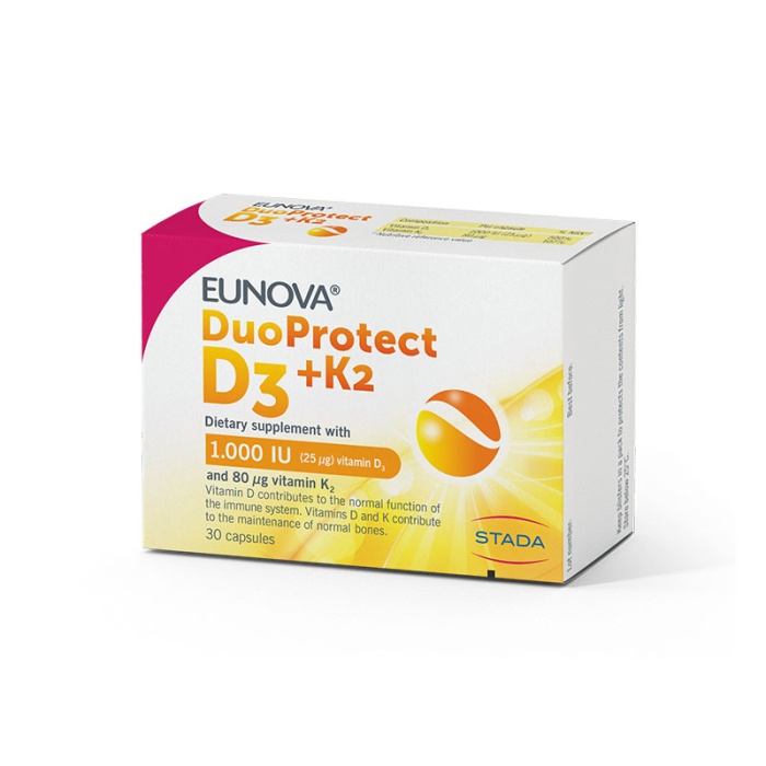 Hemofarm Eunova Duoprotect D3 1000IU+K2 30 kapsula